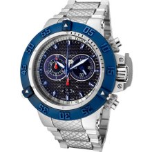 Invicta Men's Stainless Steel Subaqua Noma III Chronograph Black Dial Blue Tone Bezel 500M 10193