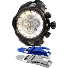 Invicta Men's Stainless Steel Case Rubber Bracelet Reserve Venom Quartz Chronograph Diver Mother of Pearl Dial 1219GM