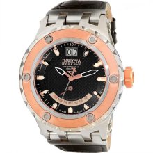 Invicta Reserve Black Dial Rose Gold-Tone Mens Watch 10096