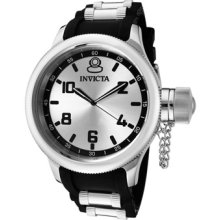 Invicta Watches Men's Russian Diver Silver Dial Black Polyurethane Bla