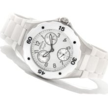 Invicta Women's Angel Jellyfish Day and Date Silicone Strap Watch SILVERTONE / WHITE