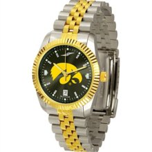 Iowa Hawkeyes Executive Black AnoChrome Two-Tone Steel Mens Watch