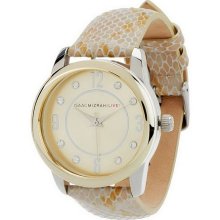 Isaac Mizrahi Live! Embossed Leather Strap Watch - Natural - One Size