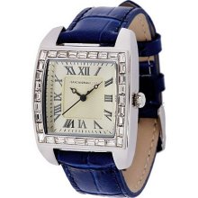 Isaac Mizrahi Live! Leather Strap Art Deco Watch - Cadet Navy - One Size