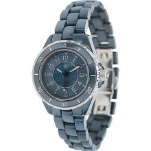 Isaac Mizrahi Live! Mother-of-Pearl Dial Ceramic Link Watch - Grey - Average