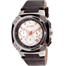 Jet Set Mens Prague Stainless Watch - Brown Leather Strap - Silver Dial - JETJ64113-636