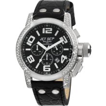 Jet Set San Remo Ladies Watch with Black Band and Silver Case