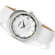 Jowissa Women's Como Swiss Made Quartz Crystal Accented Leather Strap Watch