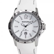 Kahuna Men's Quartz Watch With White Dial Analogue Display And White Silicone Strap Kus-0061G