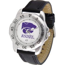 Kansas State Logo- Mens Sport Leather Watch