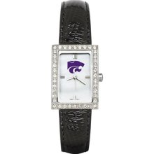 Kansas State Wildcats KSU Allure Ladies Watch With Black Leader Strap