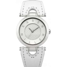 Karen Millen Ladies' Circle Dial White Leather Strap KM110W Watch