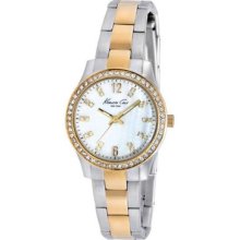 Kenneth Cole Kcny Kc4899 Womens Silver / Gold Tone Watch With Swarovski Crystals