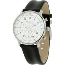 Kenneth Cole Men's KC1568 Black Leather Quartz Watch with White D ...
