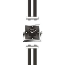 Kenneth Cole Women's Straps Two-Tone Stainless Barrel Watch - Brown Leather Strap - White Dial - KC2387
