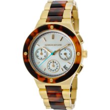 Kenneth Jay Lane Watches Women's Chronograph White MOP Dial Goldtone I
