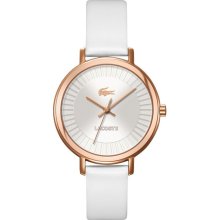 Lacoste 2000715 Women's Nice White Strap Silver Dial Rose Gold Tone Steel Watch
