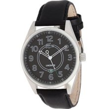 Lacoste 2010624 Black Leather & Dial With Silver Bezel Men's Watch