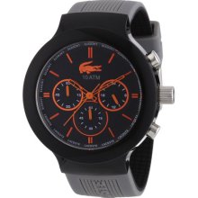 Lacoste 2010655 Men's Borneo Black Dial Grey & Black Silicone Strap Chrono Watch
