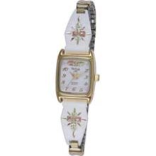 Ladies' Black Hills Gold Cross Expansion Watch with White Square Dial asst dot com