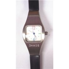 Ladies' Chaos Black Rubber Strap And Steel Case Watch