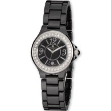 Ladies Charles Hubert Black Ceramic Crystal Bezel Watch