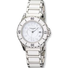 Ladies, Charles Hubert, Stainless Steel & White Ceramic Watch