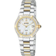 Ladies Citizen Eco-drive Riva Two Tone Stainless 24 Diamonds Watch Ew0894-57d