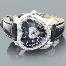 Ladies Floating Diamond Watch Luxurman Blue Heart