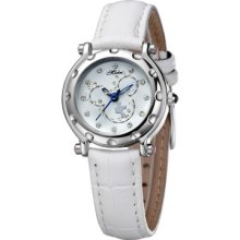 Ladies Girls Watch Mouse Head Shape Dial Crystal Scale Pins Leather Strap 51053