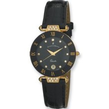 Ladies Jacques Du Manoir Black Strap Crystal Accent Watch Xwa3980