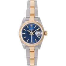 Ladies Rolex Datejust Watch 69173 Blue With Gold Stick Markers