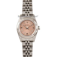 Ladies Rolex Oyster Perpetual Watch 76094 Salmon Dial