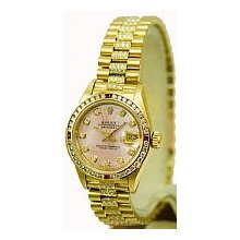 Ladies Rolex Pink Diamond Dial President Watch - Ruby Bezel Pre-Owned