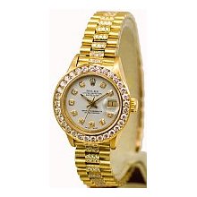 Ladies Rolex Preowned President 1.8ct Channel Set Diamond Bezel/White