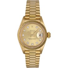 Ladies Rolex President 18k Gold & Custom Diamond Watch 69178