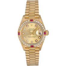 Ladies Rolex President Gold Watch with Diamonds 69178