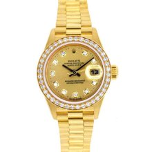Ladies Rolex President Watch 69138 Rolex Factory Champagne Dial