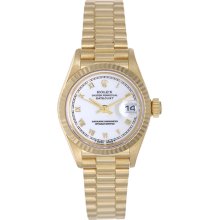 Ladies Rolex President Watch 18k Yellow Gold with Fluted Bezel 79178