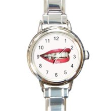 Ladies Round Italian Charm Bracelet Watch Vampire Teeth Gift model 34778392