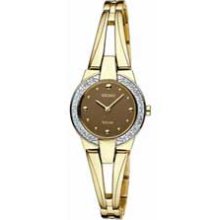 Ladies' Seiko Solar Swarovski Crystal Gold-Tone Stainless Steel Watch