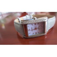 Ladies Tourneau Diamond Bezeled Watch-water Resistant