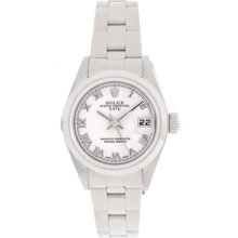 Ladies Used Rolex Date Watch 79160 White Roman Dial