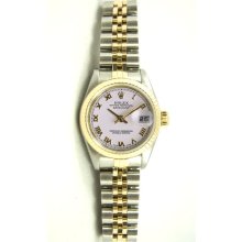 Ladys Stainless Steel & Gold Datejust Model 6917 Jubilee Band Fluted Bezel White Roman Dial