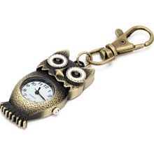 Large Owl of Unisex Analog Alloy Quartz Keychain Watch (Bronze)