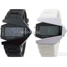 Led Aircraft Watches Digital Light Watch Stainless Steel Back Silico