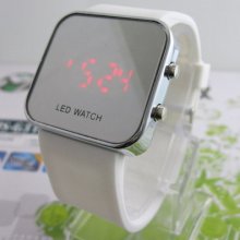 Led Watch Digital Mirror Black White Pink Green Unisex Kids Men Women