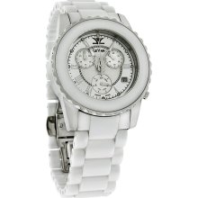 LeVian Ladies White Ceramic Day/Date Swiss Quartz Chronograph Watch LV931 CRA