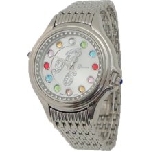 Limited Edition Silver Watch with Precious Stone Colored Accents - Silver - Sterling Silver