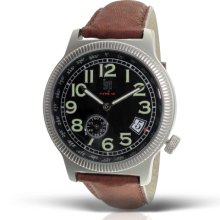 Lip Mens Jean Mermoz Analog Stainless Watch - Brown Leather Strap - Blue Dial - 1851022